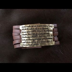 Religious bracelet cuff leather